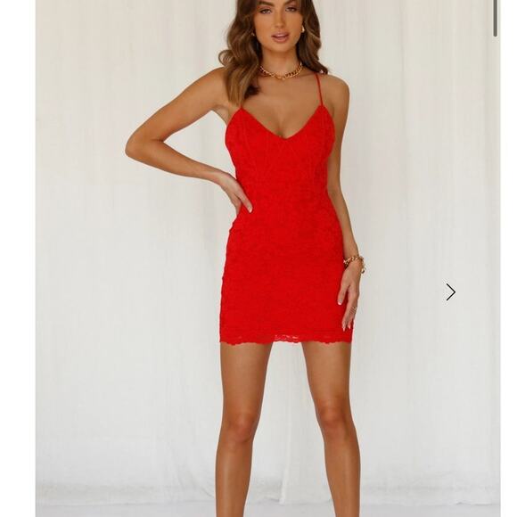 Hello Molly NEW Size 8 Run Away with Me Red Lace Mini Dress - Picture 1 of 12